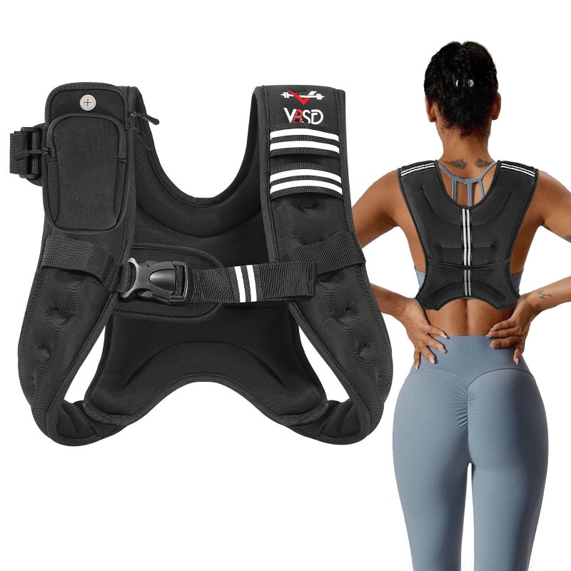 VBSD Weighted Vest for Women Men  12lb Weight Vest with Reflective Stripe  Body Weight Vests Adjustable for Strength Training  Running  Walking  Workout  Jogging  Fitness - Image 1